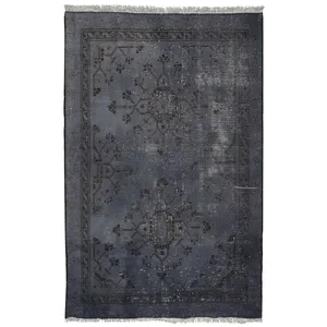 فرش دستبافت رنگ شده یک و نیم متری طرح وینتج کد 4246