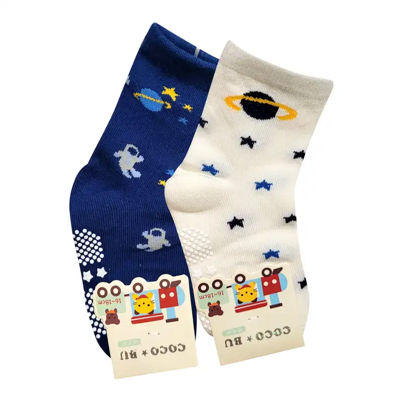 جوراب بچگانه مدل کوکو بی یو مدل 16-18 کهکشان کد 7-05010 بسته 2 عددی