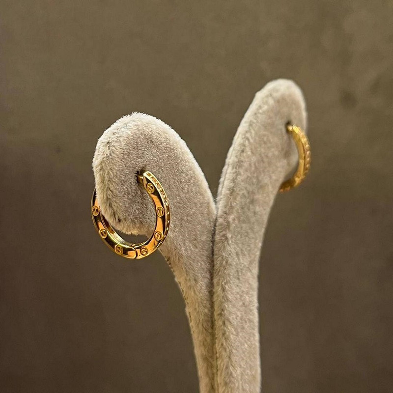گوشواره حلقه ای طلا 18 عیار زنانه الی گالری مدل کارتیه نگینی - 4