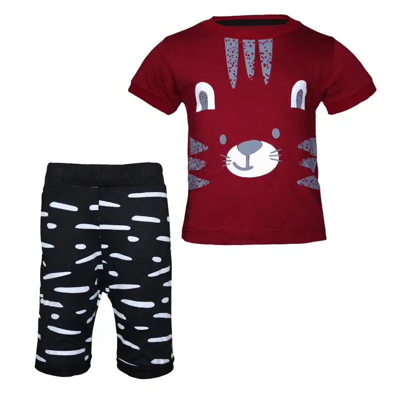 ست تی شرت آستین کوتاه و شلوارک پسرانه مدل 1002