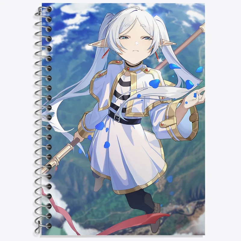 دفتر زبان 50 برگ خندالو مدل سه خط طرح انیمه فریرن (Frieren) کد 33930