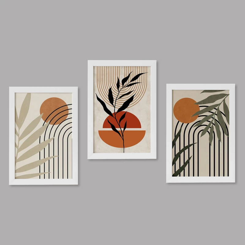 تابلو خندالو مدل دکوراتیو بوهو کد M69 مجموعه 3 عددی