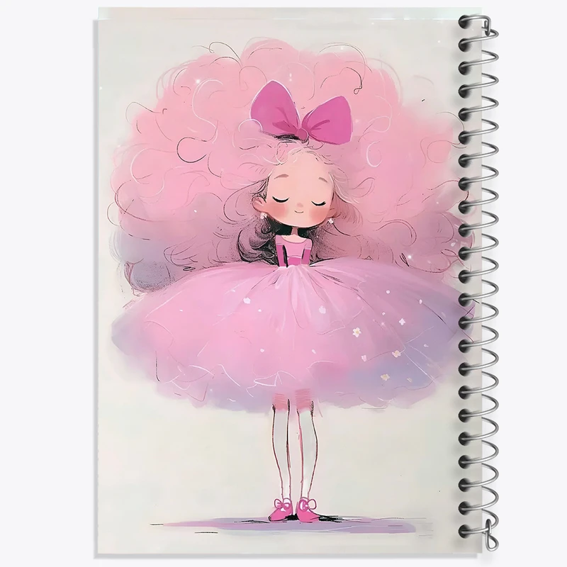 دفتر ژورنال نویسی 50 برگ خندالو مدل نقطه ای طرح دختر مو فرفری کد N5797