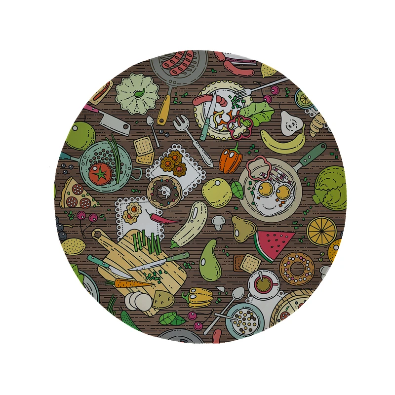 پادری مدل دایره طرح غذا کد 5002 سایز 90 × 90 سانتی متر
