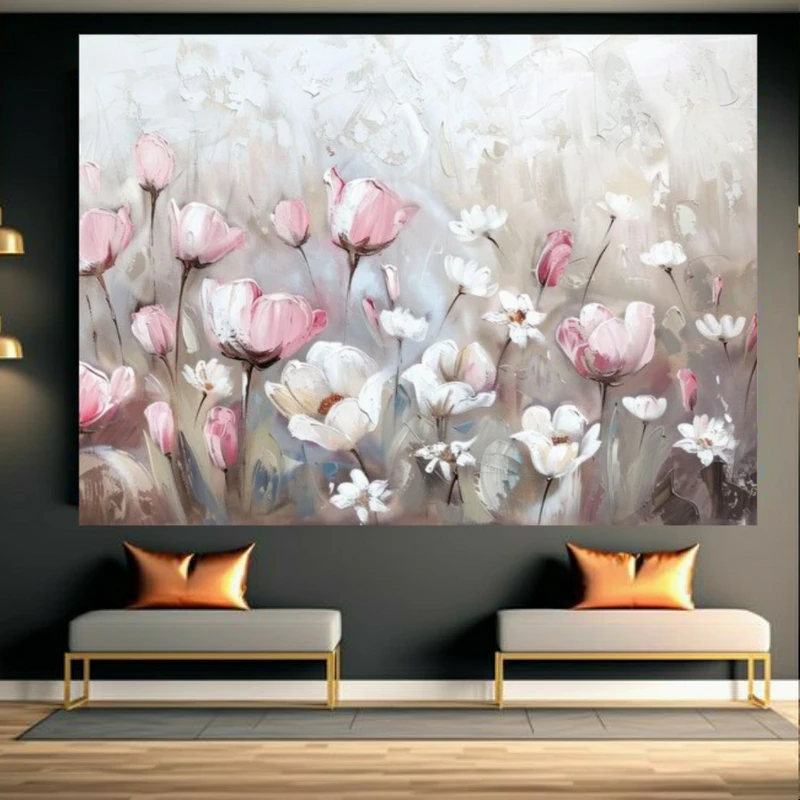 تابلو بوم طرح مخمل نقاشی مدل گلزار کد BK24123