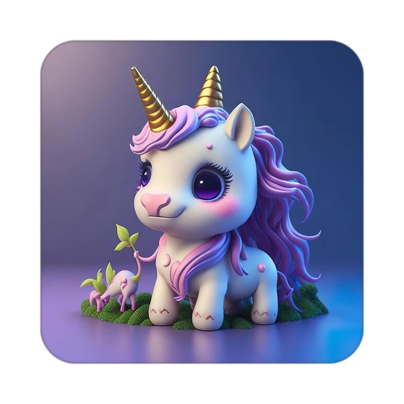 زیر لیوانی کاکتی طرح اسب تک شاخ و یونیکورن مدل mp32474