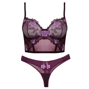 ست شورت و سوتین زنانه برتا مدل فنردار گیپوری کد 4455-1041