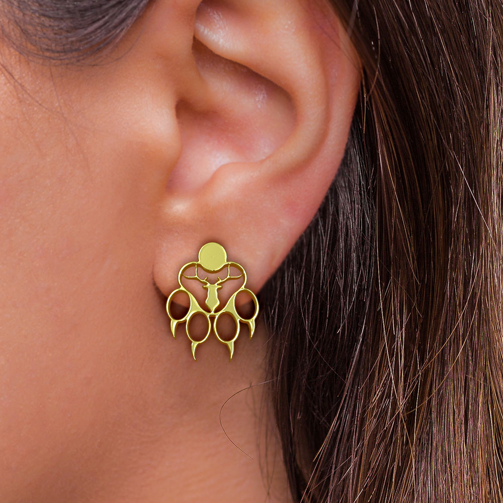 گوشواره طلا 18 عیار زنانه مدوپد مدل پنجه کد GA1-10128