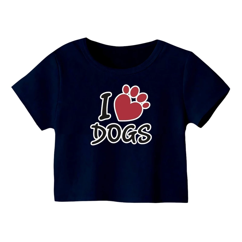 کراپ‌ تی‌شرت آستین کوتاه زنانه مدل سگ کد 6