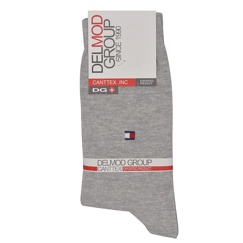 جوراب ساق بلند مردانه دل مد گروپ مدل 249011619 نخ پنبه  رنگ خاکستری روشن