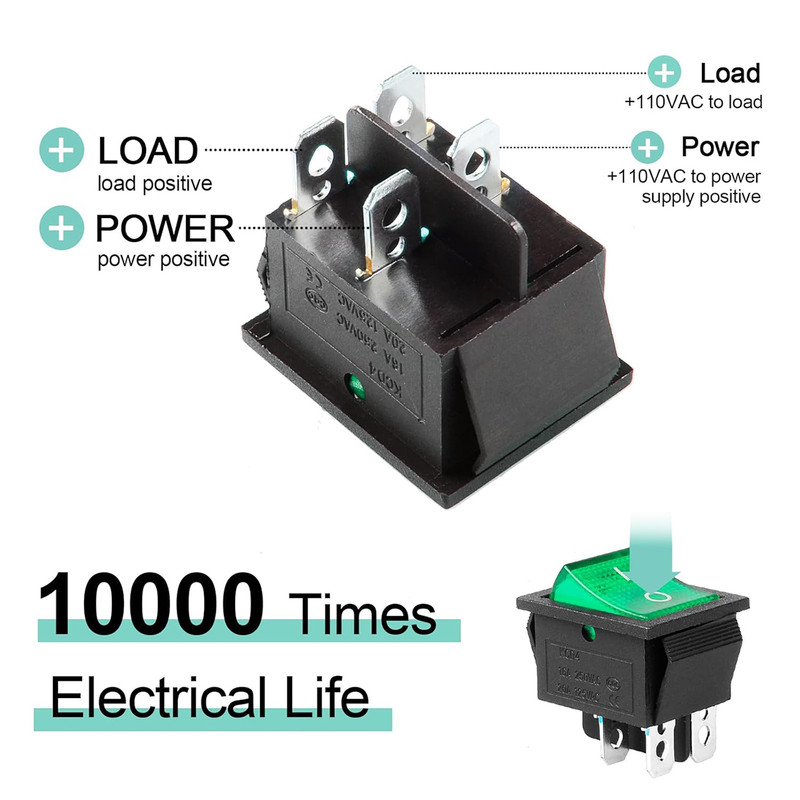 کلید راکر مدل 4 پایه کد KCD4 بسته 2 عددی