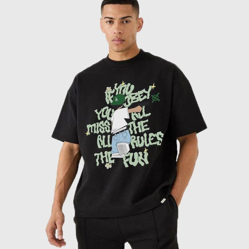 تی شرت آستین کوتاه مردانه مدل هیپ هاپ استایل استریت دارک mo495