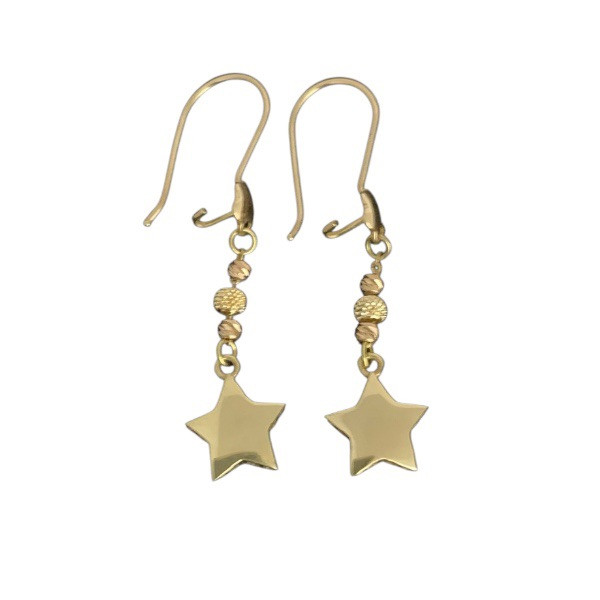 گوشواره آویز طلا 18 عیار زنانه گالری یلدا مدل ستاره گوی دار