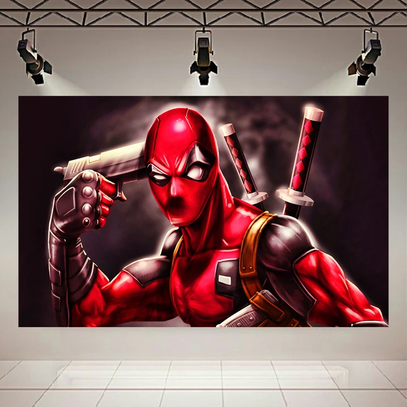 پوستر پارچه ای طرح ددپول مدل Deadpool with gun darkness کد AR18400