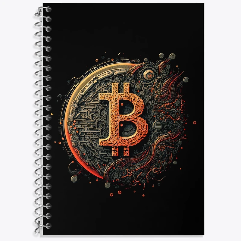 دفتر زبان 50 برگ خندالو مدل سه خط طرح بیت کوین (Bitcoin) کد F902