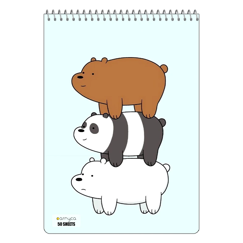 دفتر نقاشی 50 برگ سیمی کارنیکا طرح سه خرس کله پوک We Bare Bears کد 56515
