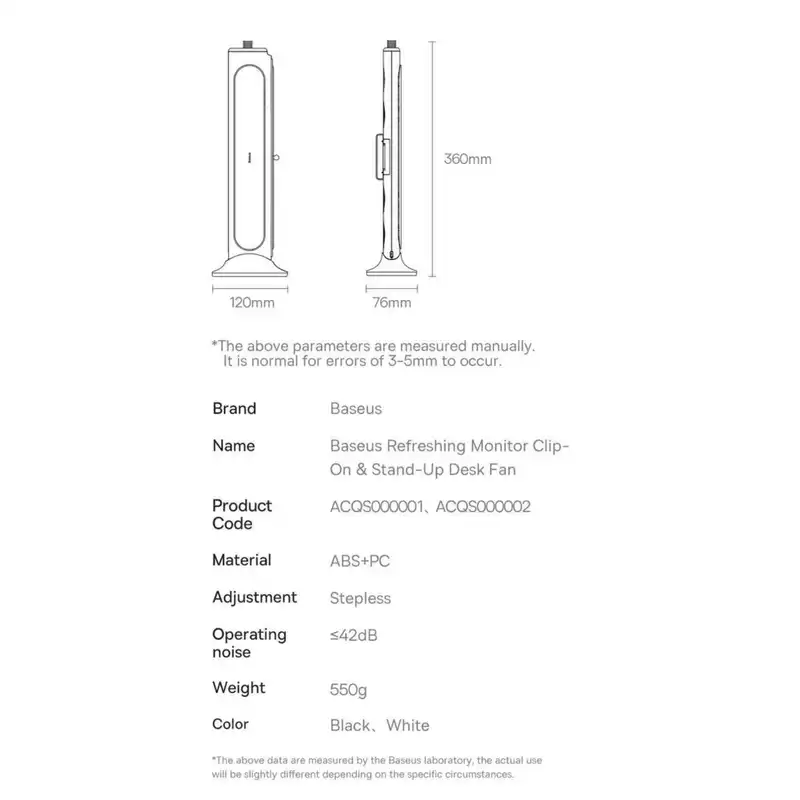 پنکه رومیزی باسئوس مدل Monitor Clip-On & Stand-Up Fan
