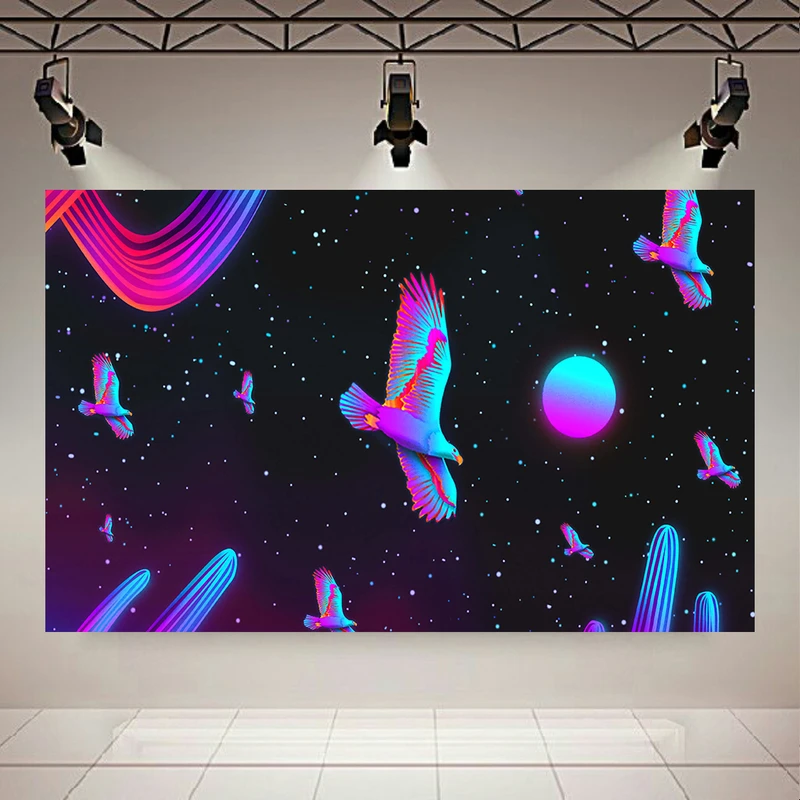 پوستر دیواری طرح پرنده و ماه مدل هلوگرافیک کد AR305540