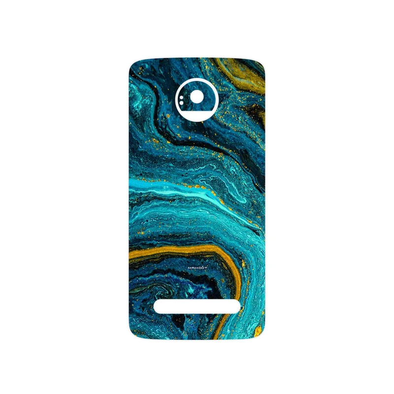 برچسب پوششی ماهوت مدل Turquoise marblewith golden streaks مناسب برای گوشی موبایل موتورولا Moto Z2 Play