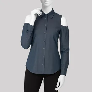 شومیز آستین بلند یقه برگردان زنانه کد 1125