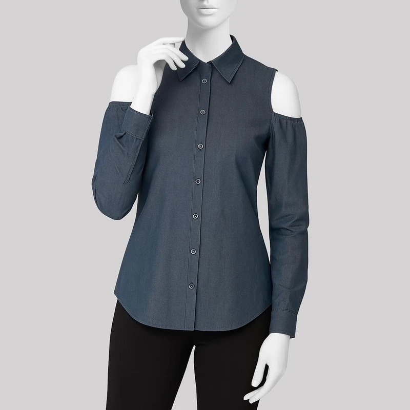 شومیز آستین بلند یقه برگردان زنانه کد 1125