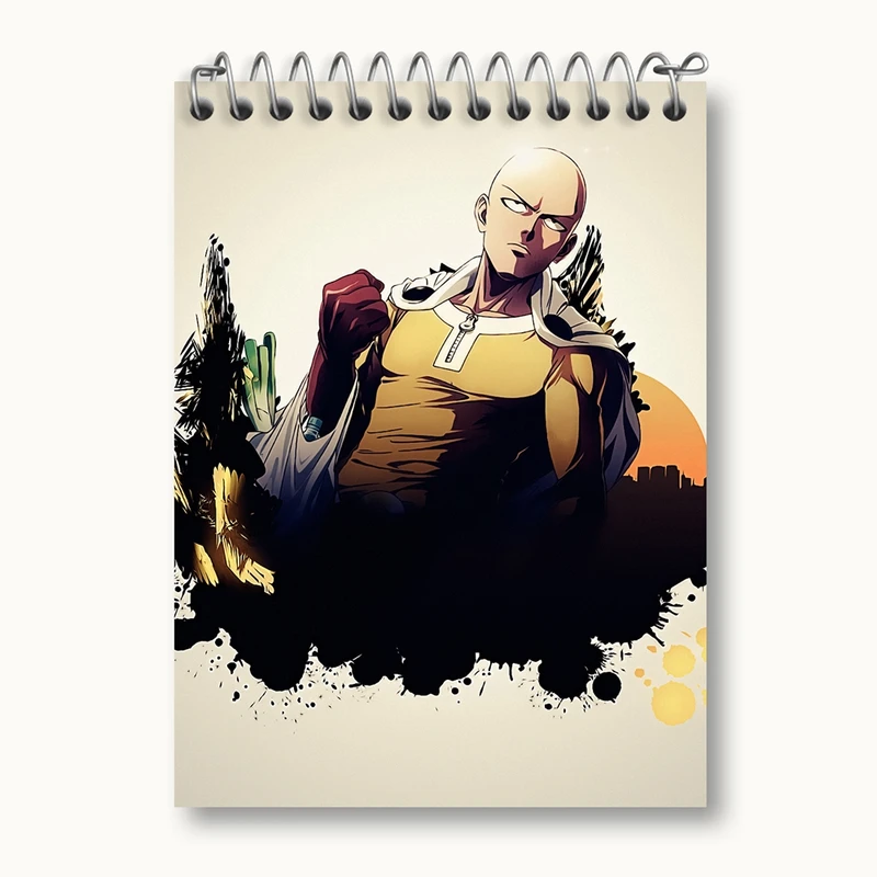 دفتر یادداشت 50 برگ خندالو مدل سایتاما انیمه مرد تک مشتی One Punch Man کد 11340