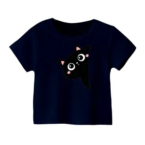 تی شرت آستین کوتاه بچگانه مدل گربه کد ۱۵ رنگ سورمه ای