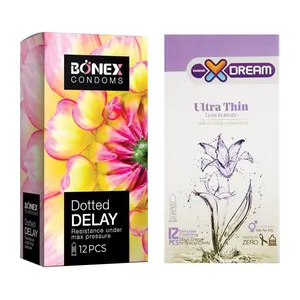 کاندوم بونکس مدل  Dotted Delay بسته 12 عددی به همراه کاندوم ایکس دریم مدل Ultra Thin بسته 12 عددی