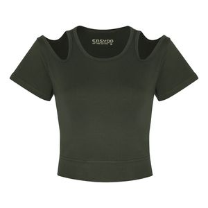کراپ‌ تی‌شرت آستین کوتاه زنانه ایزی دو مدل 3843059879