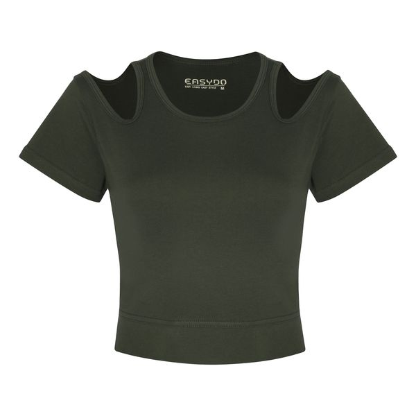 کراپ‌ تی‌شرت آستین کوتاه زنانه ایزی دو مدل 3843059879