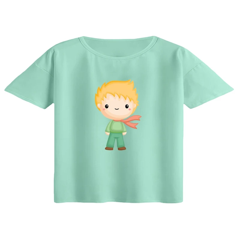 کراپ تی‌شرت آستین کوتاه زنانه مدل شازده کوچولو کد 2