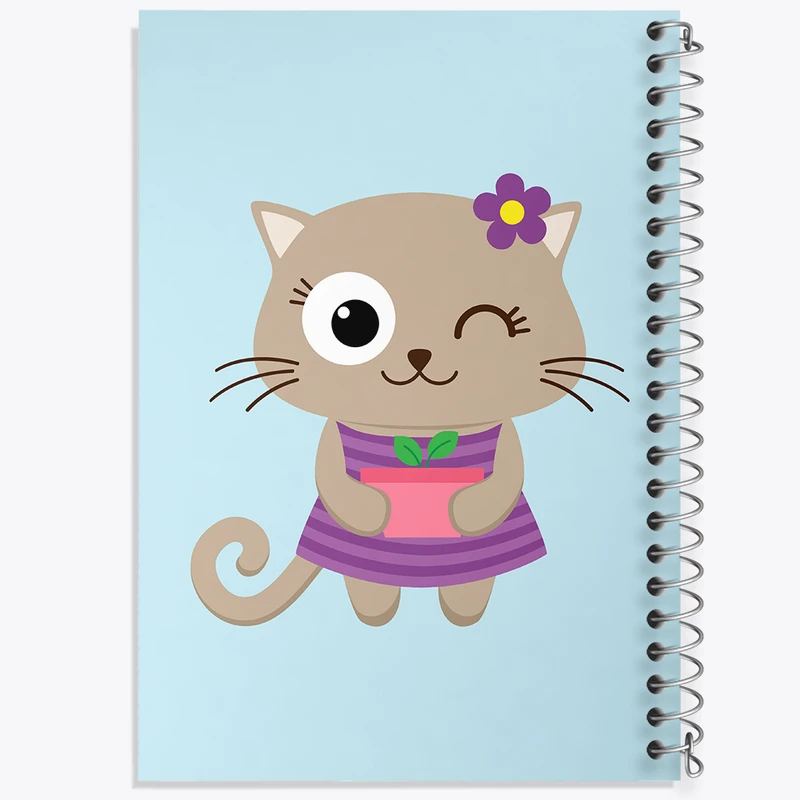 دفتر مشق 50 برگ خندالو طرح گربه و گل کد N1057