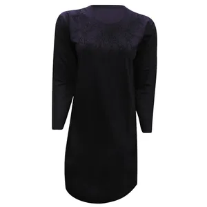 تونیک آستین بلند زنانه مدل نخی ویسکوز نگینی خرچنگ کد tm-2380 رنگ سرمه ای