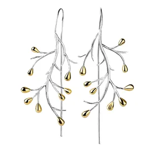 گوشواره نقره طرح بوته مدل EAR437S0