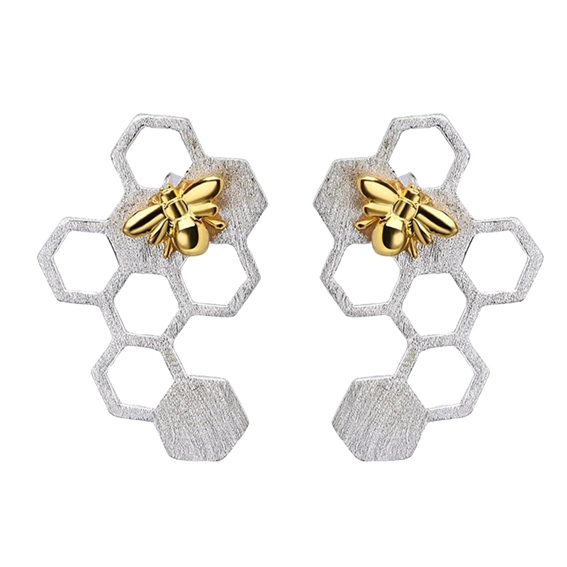 گوشواره نقره طرح کندو مدل EAR438S0