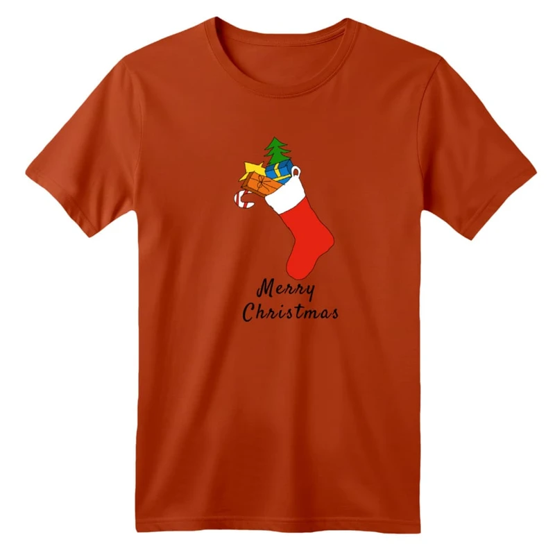 تی شرت آستین کوتاه بچگانه مدل جوراب کریسمس