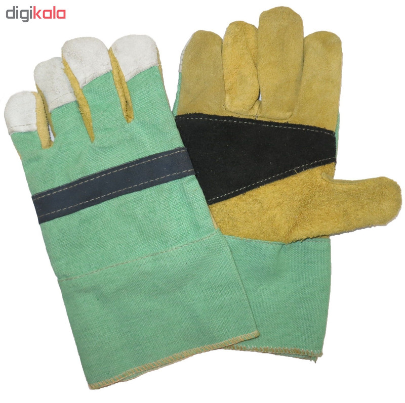 دستکش ایمنی کف دوبل چرم اشبالتی مدل 089 بسته 3 جفتی