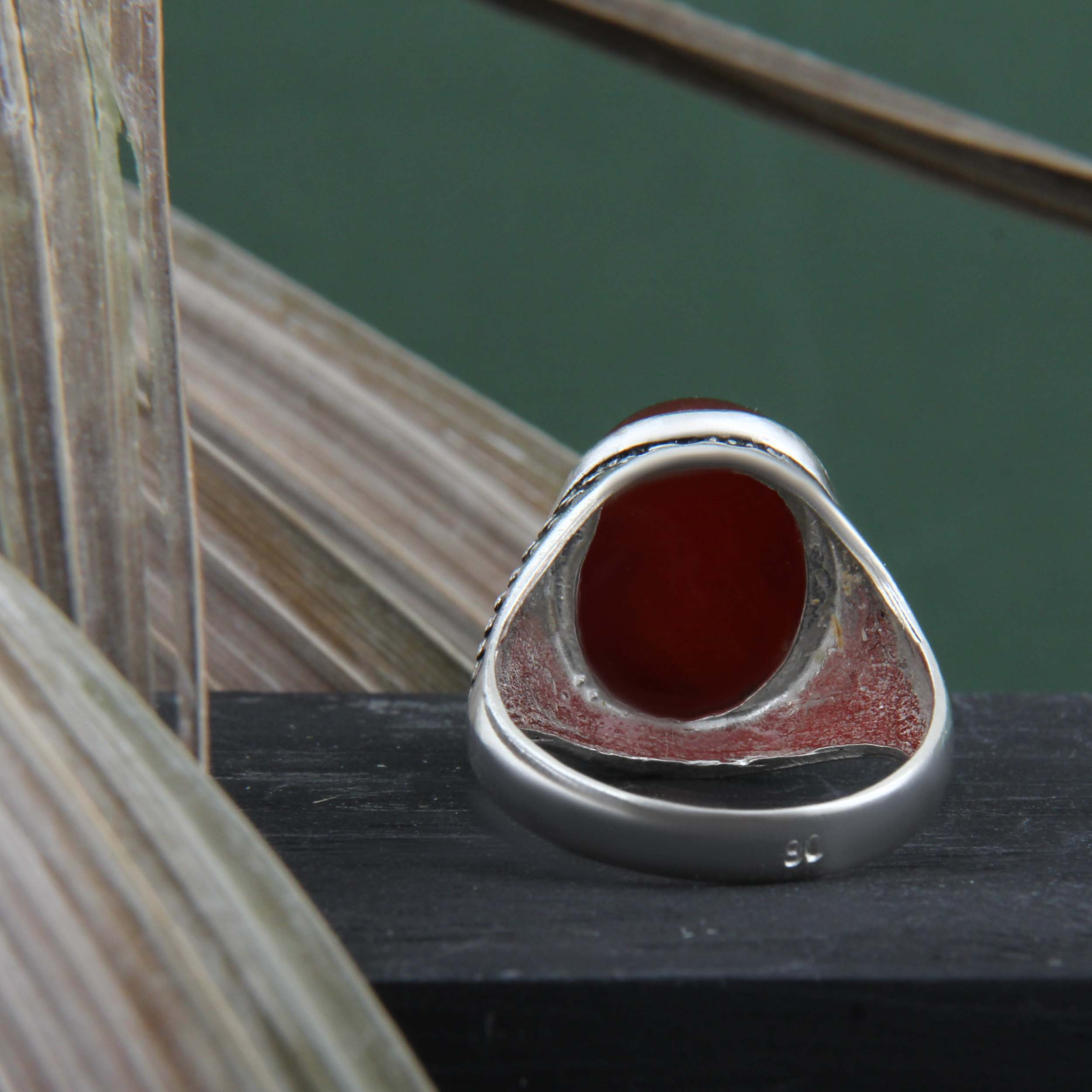 انگشتر نقره مردانه بازرگانی میلادی مدل رکاب سیلندری عقیق کد AM_4261