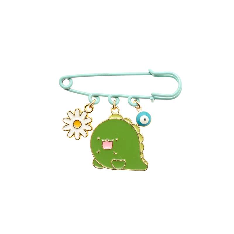 سنجاق سینه دخترانه دلنار گالری مدل دایناسور و گل