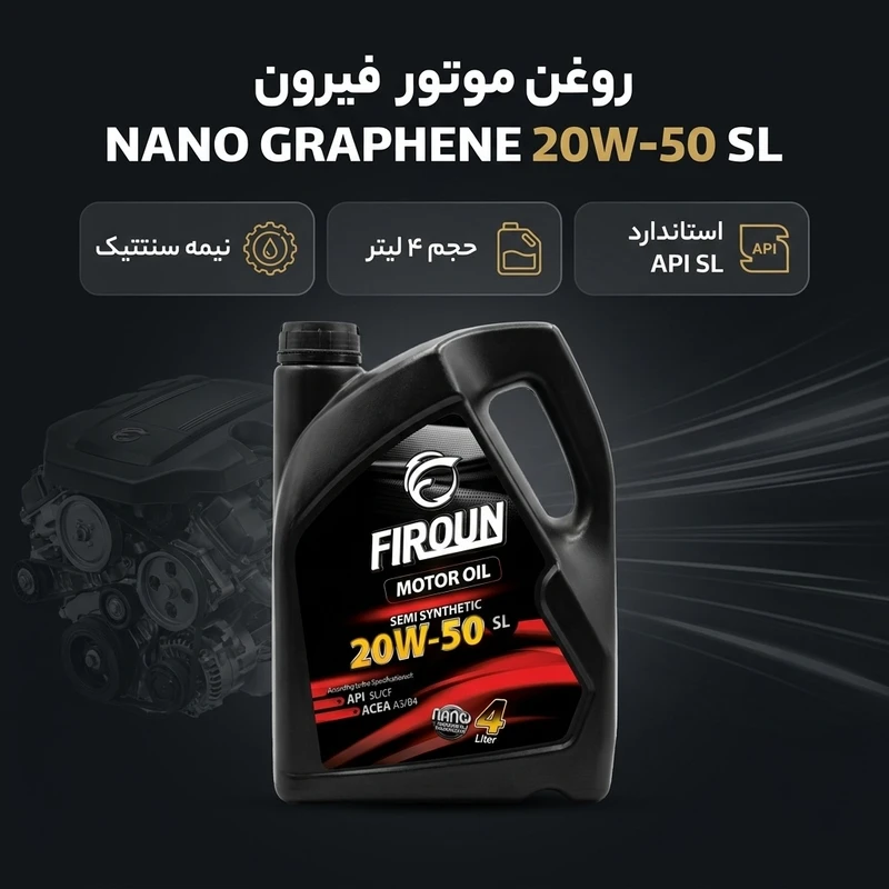 عکس شماره 2 : روغن موتور خودرو فیرون مدل nano graphene 20w_50 sl حجم 4 لیتر