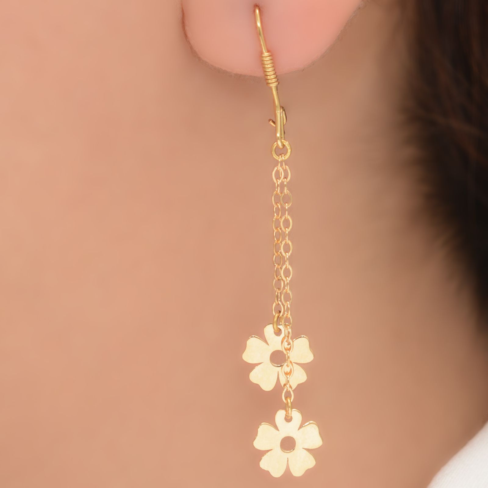 گوشواره طلا 18 عیار زنانه طلای مستجابی مدل گل پنج پر کد 24 -  - 3