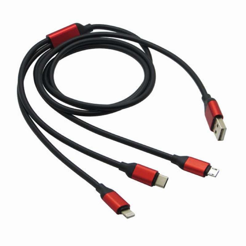 کابل تبدیل USB به Micro-usb/ USB-C/ Lighting مدل Multicable 3-1 به طول 1 متر کابل تبدیل USB به Micro-usb/ USB-C/ Lighting مدل Multicable 3-1 به طول 1 متر