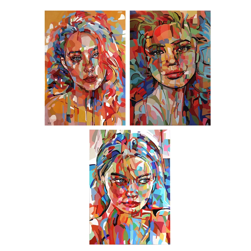 تابلو شاسی طرح پرتره آثار نومی سفیر کد SET107 مجموعه 3 عددی