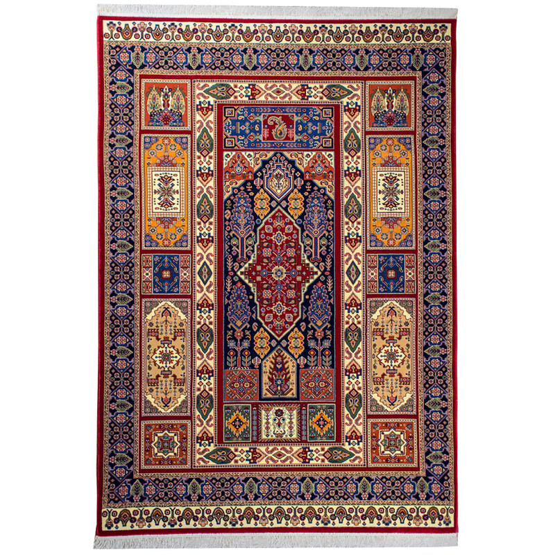 فرش ماشینی سهند کد V102.BU زمینه گلی 700 شانه