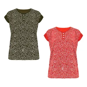 تی شرت آستین کوتاه زنانه مدل M3393 مجموعه 2 عددی