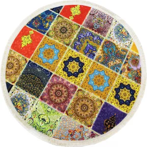  کلاژ فرش ماشینی یک متری نارسیس طرح گرد کد 4713