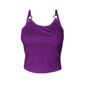 کراپ‌تاپ زنانه مدل 1026 سگک دار رنگ بنفش تیره