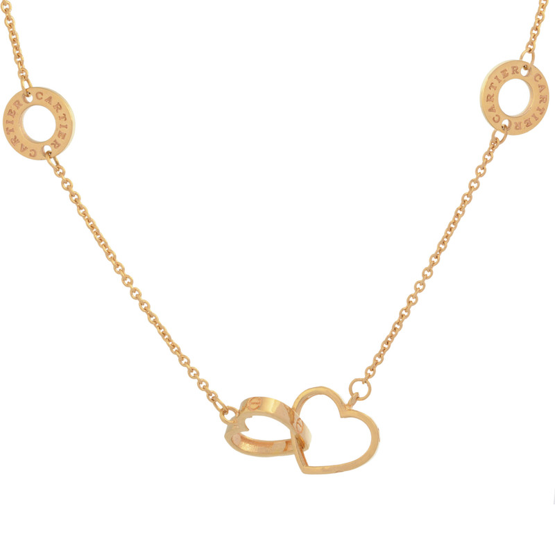 گردنبند طلا 18 عیار زنانه با زنجیر حلقه‌ای (فلامینگو) طلای مستجابی مدل قلب کارتیه کد 523