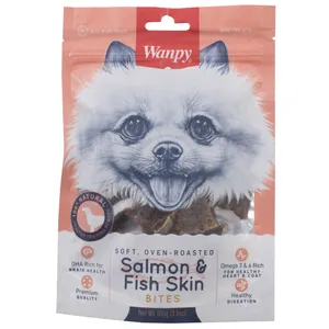 غذای سگ ون پی مدل SALMON FISH SKIN BITES وزن 100 گرم