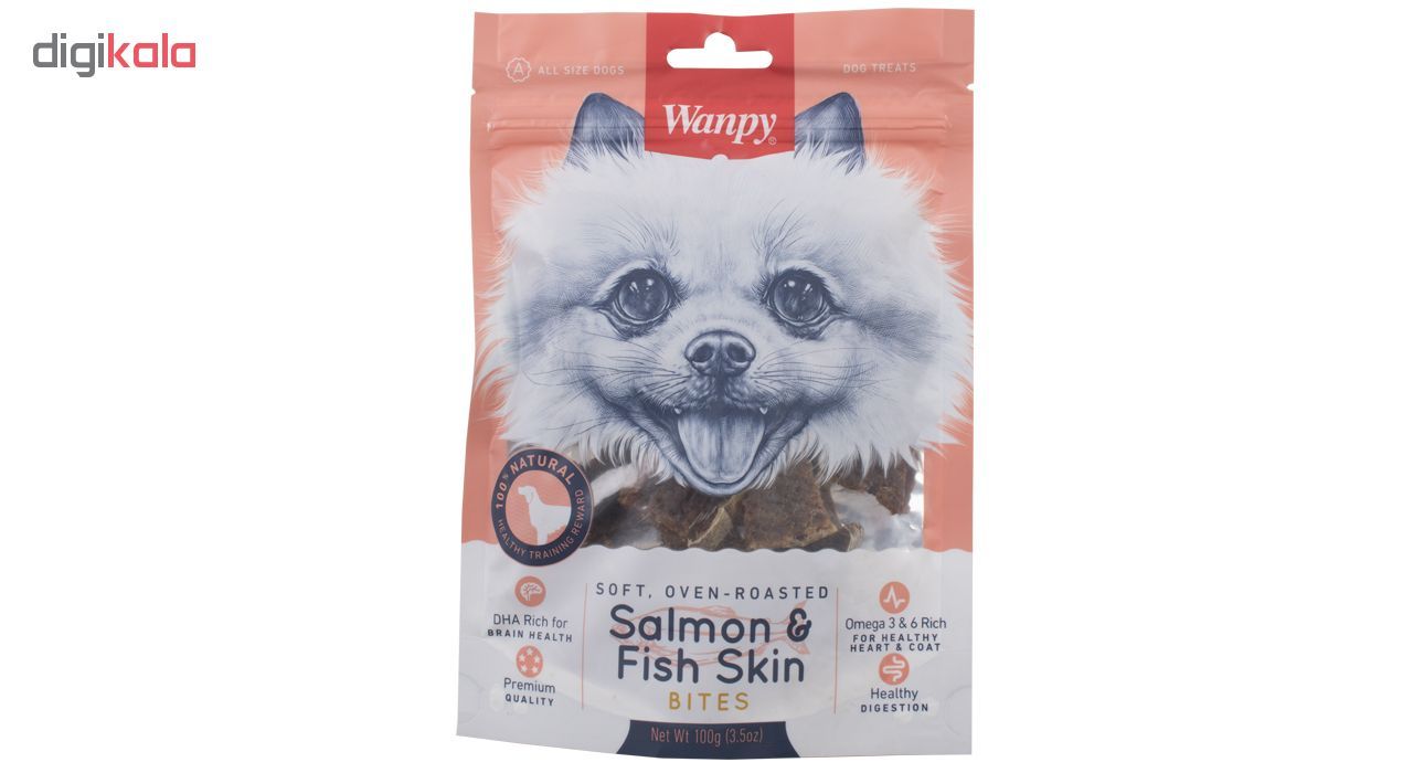 غذای سگ ون پی مدلSALMON FISH SKIN BITES وزن 100 گرم